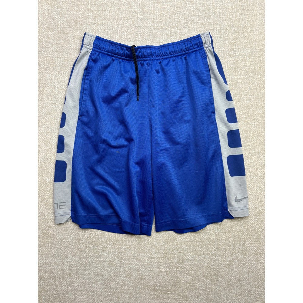 Nike Elite Basketball Shorts Mens Medium Royal Blue Grey Dri-FIT Athletic Gym